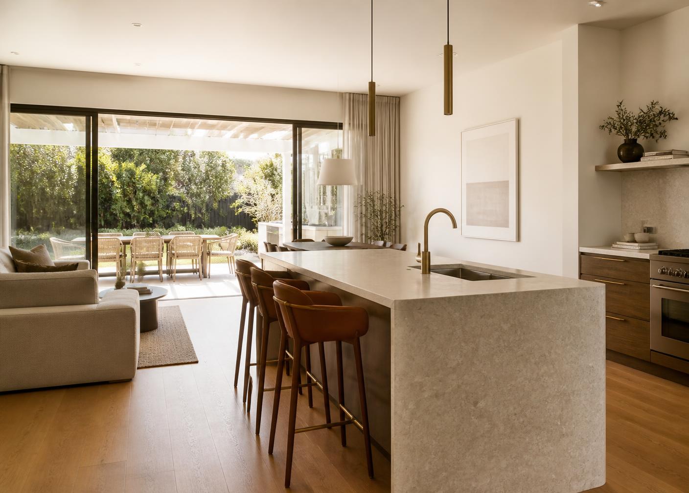 Open-plan living and kitchen area inside a modern Perth home